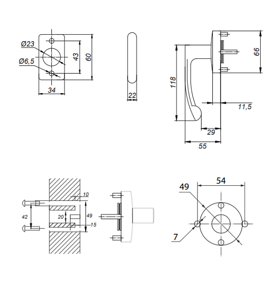 Ручка накладная с фиксацией Apecs HF-1066-BL