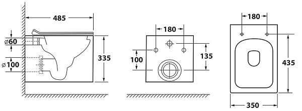 Унитаз подвесной безободковый OWL Cube Ruta-H с сиденьем DP микролифт