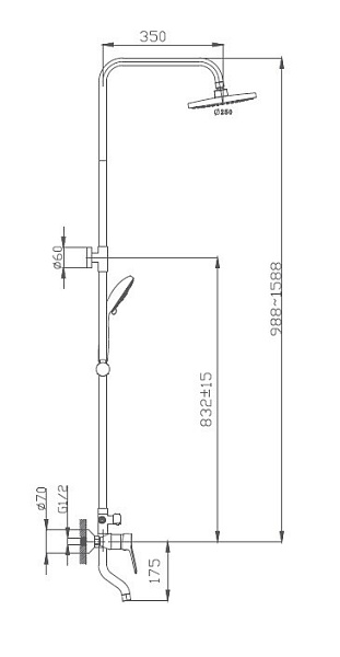 Душевая система со смесителем Haiba HB2423