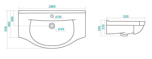 Раковина подвесная Santek Эльбрус 100