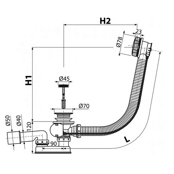 Слив-перелив Alcaplast A55K-RU-01 60 см