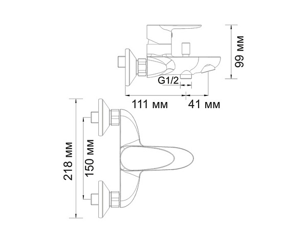 Смеситель для ванны с душем WasserKraft Leine 3501