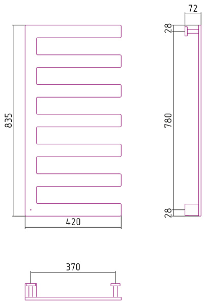 Полотенцесушитель СУНЕРЖА Космополит-19 835х420