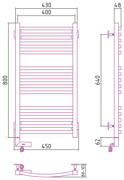 Полотенцесушитель СУНЕРЖА Аркус 2.0 800x400