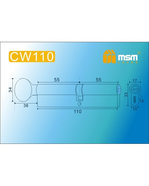 Цилиндровый механизм перфорированный MSM ключ-вертушка CW110мм SN матовый никель