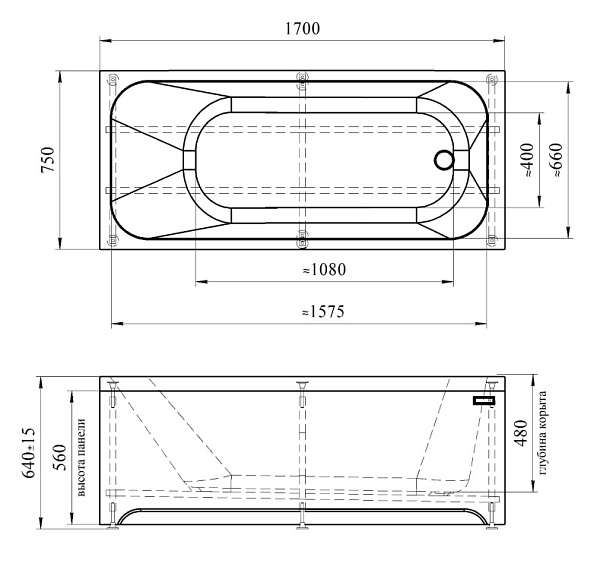Акриловая ванна Radomir Прованс 170х75