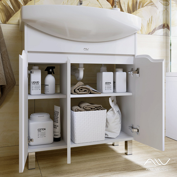 Тумба с раковиной Alavann Crystal 75 белая
