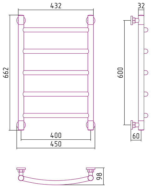 Полотенцесушитель СУНЕРЖА Галант+ 600х400