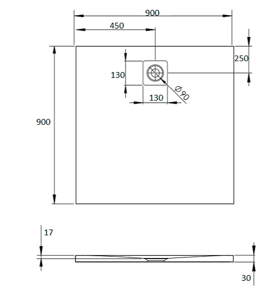 Душевой поддон с решеткой Radaway Kyntos C 90x90, antracite