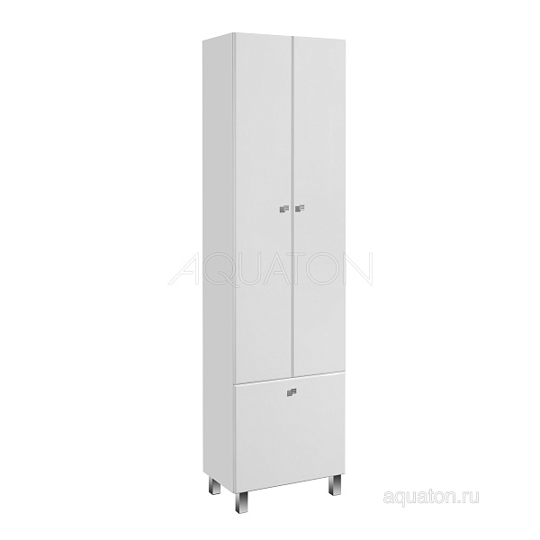 Шкаф-пенал напольный двустворчатый Aquaton "Симпл" белый с б/к