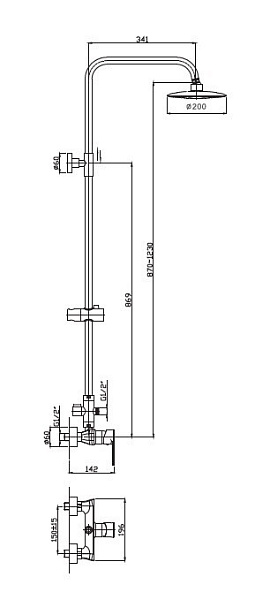 Душевая система со смесителем Haiba HB2411
