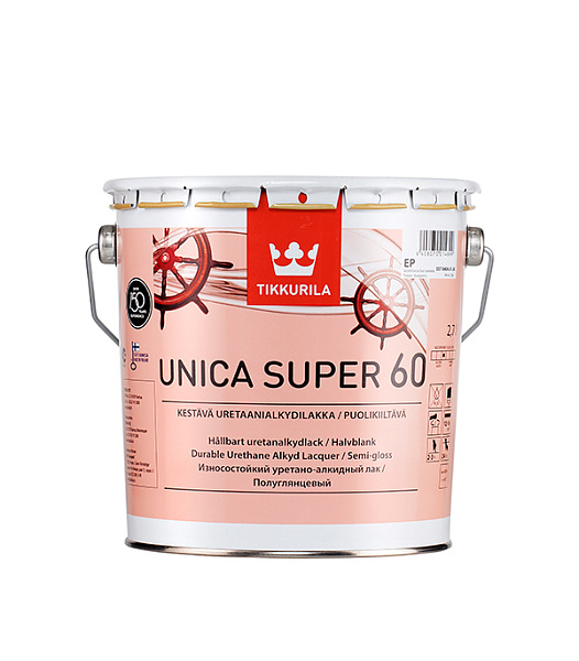 Лак Tikkurila Unica Super 60 уретано-алкидный полуглянцевый