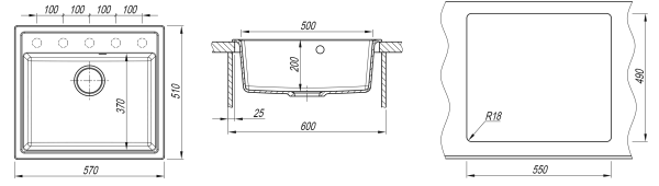 Кухонная мойка Dr.Gans Ника 570 25.070.D0570.408