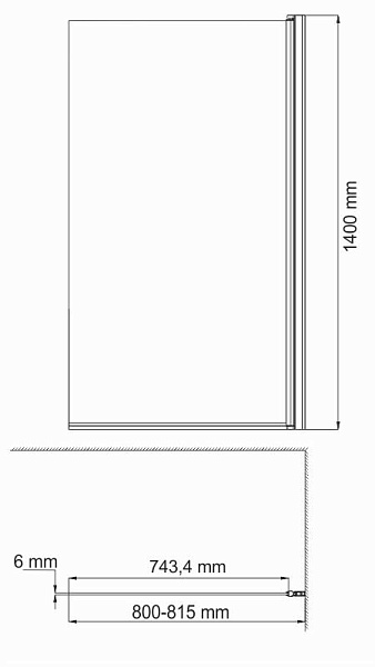 Стеклянная шторка на ванну WasserKraft Berkel 48P01-80RM