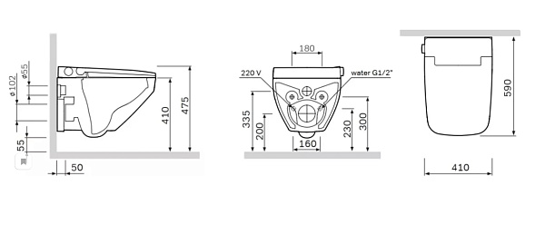 Унитаз подвесной AM.PM Inspire V2.0 CCC50A1700SC с электронной крышкой-биде