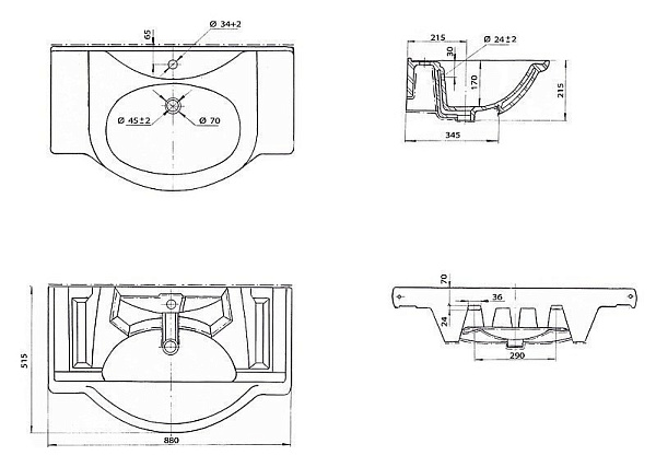 Тумба с раковиной Bellezza "Мари 85" белая