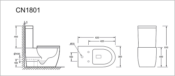 Унитаз компакт напольный Ceramica Nova Mia CN1801