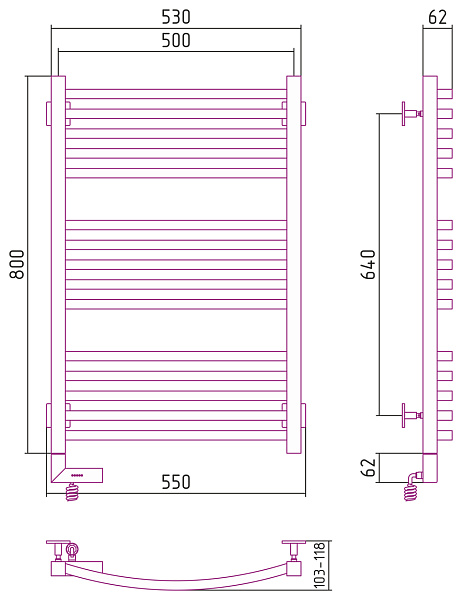 Полотенцесушитель СУНЕРЖА Аркус 2.0 800х500