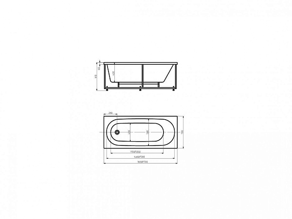 Акриловая ванна AQUATEK Оберон 170х70