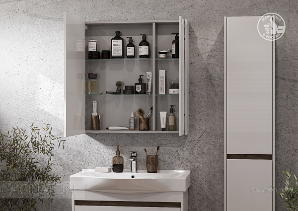 Зеркало-шкаф Aquaton "Нортон 80" белый глянец