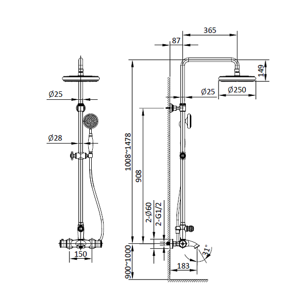 Душевая система с термостатом AltroBagno Beatrice 030407 BrNe