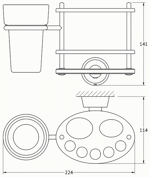 Держатель со стаканом и зубных щеток FBS Vizovice VIZ 061