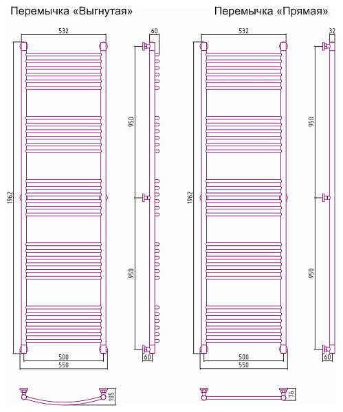 Полотенцесушитель СУНЕРЖА Богема+ 1900x500