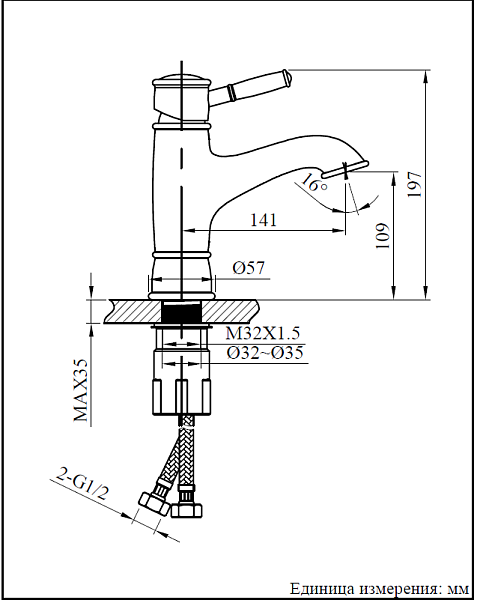 Смеситель для раковины AltroBagno Beatrice Duo 0131 Or
