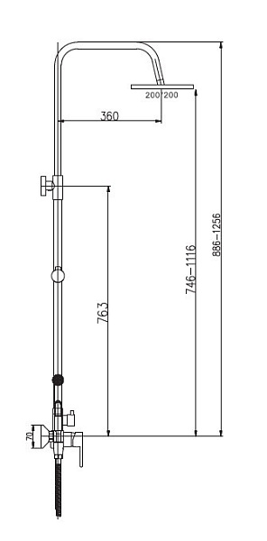 Душевая система со смесителем Haiba HB2416