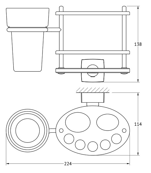 Держатель зубных щеток и пасты со стаканом FBS Esperado ESP 061
