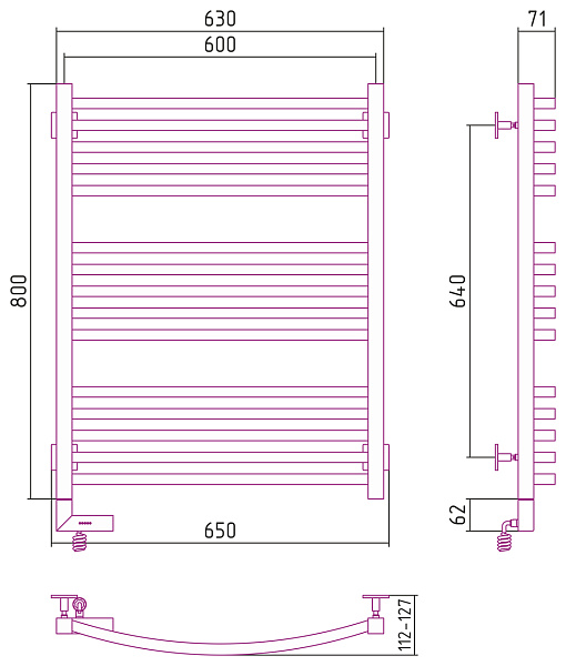 Полотенцесушитель СУНЕРЖА Аркус 2.0 800х600