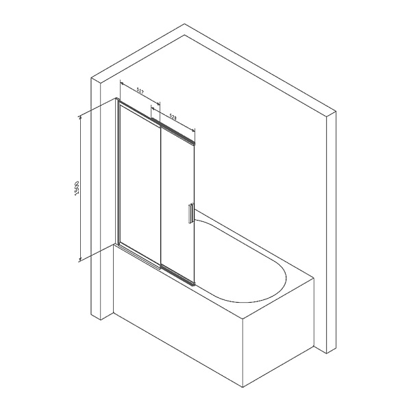 Стеклянная шторка на ванну AM.PM Like W80S-100PS-150MT