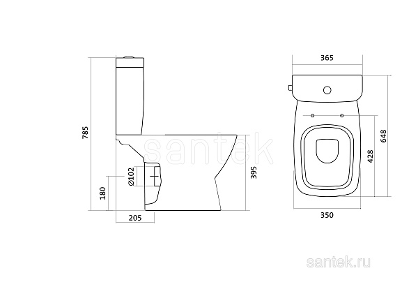 Унитаз компакт напольный Santek Нео с горизонтальным выпуском 1.WH30.2.187