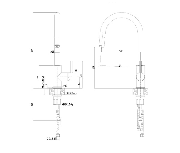 Смеситель для кухни Haiba HB71304-3