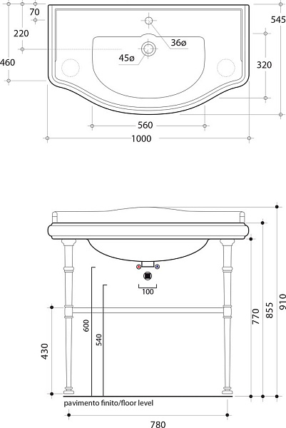 Раковина подвесная Kerasan Retro 1050 1W