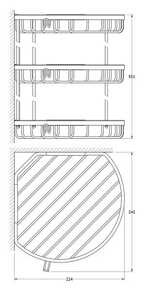 Полка-решетка с крючками угловая 3-х ярусная FBS Ryna RYN 027