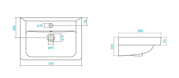 Раковина подвесная Santek Тигода 55 мини
