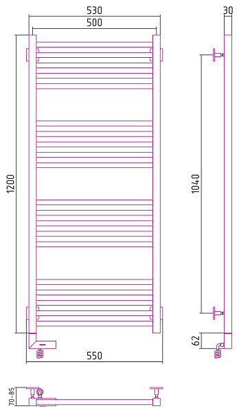 Полотенцесушитель СУНЕРЖА Модус 2.0 1200х500