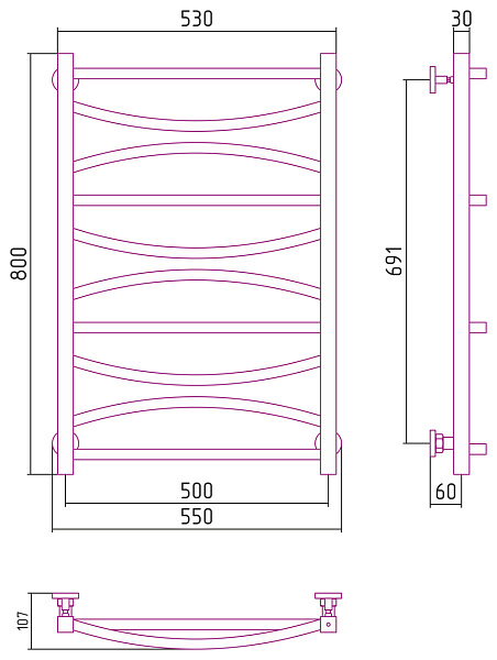 Полотенцесушитель СУНЕРЖА Ажур 800х500