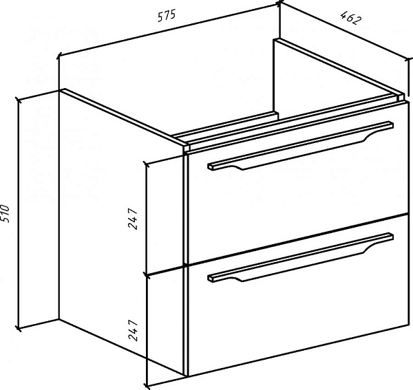 Тумба с раковиной Bellezza "Луиджи 60" серая (2 ящика)