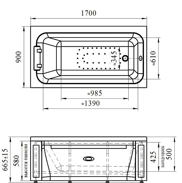 Акриловая ванна Radomir Хельга 170х90