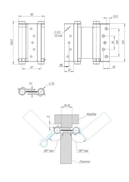 Дверная петля барная Armadillo Aldeghi ALH.125.5 CP хром