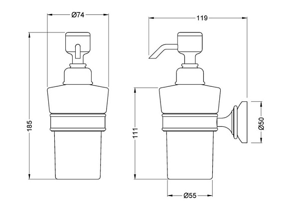 Дозатор для жидкого мыла Burlington Savoy RA55 хром/керамика