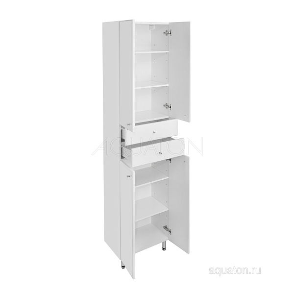 Шкаф-пенал напольный двустворчатый Aquaton "Симпл" белый