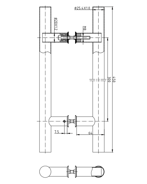 Ручка скоба Apecs HC-0920-25/300-INOX