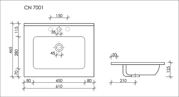 Умывальник накладной прямоугольный Ceramica Nova Element CN7001