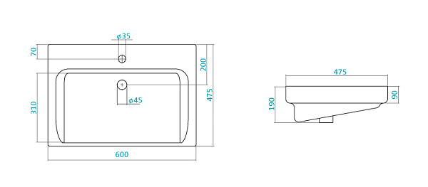 Раковина подвесная Santek Тигода 60
