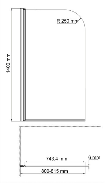 Стеклянная шторка на ванну WasserKraft Leine 35P01-80WHITE