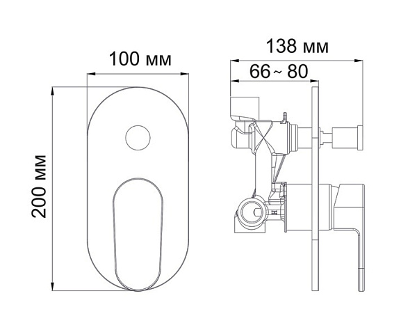 Смеситель скрытого монтажа для ванны и душа WasserKraft Donau 5361