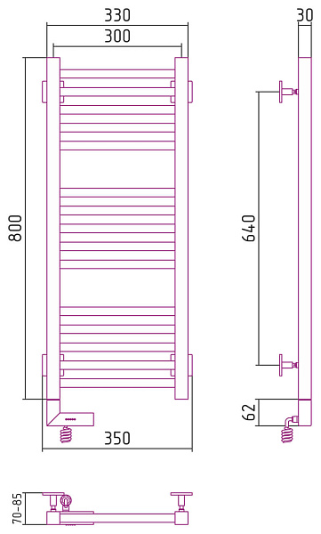 Полотенцесушитель СУНЕРЖА Модус 2.0 800х300